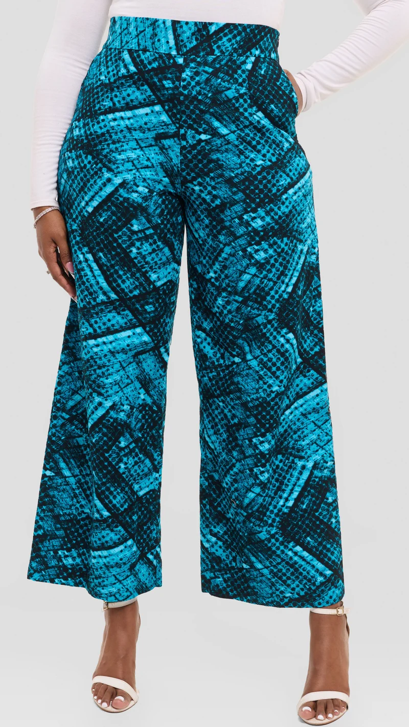 Vivo Elastic Waist Wide Leg Pants in Kitenge - Utulivu Print