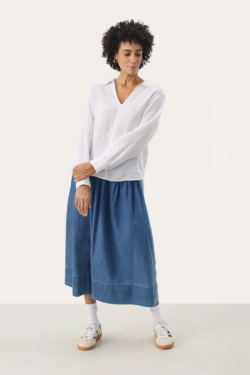 Blouse en lin avec col polo ouvert Natalee