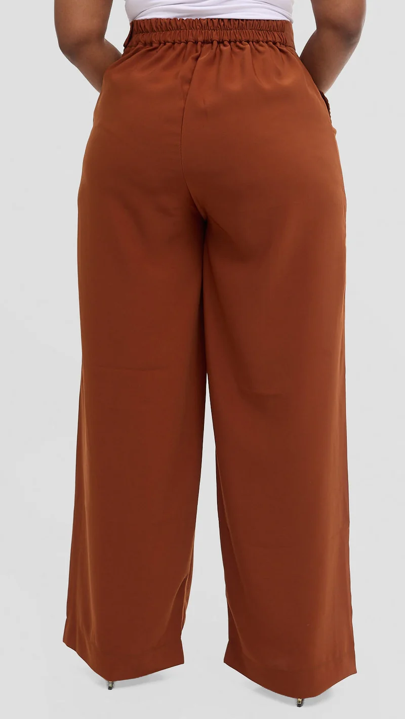 WSC Pambo High Waist Wide Leg Trouser - Brown