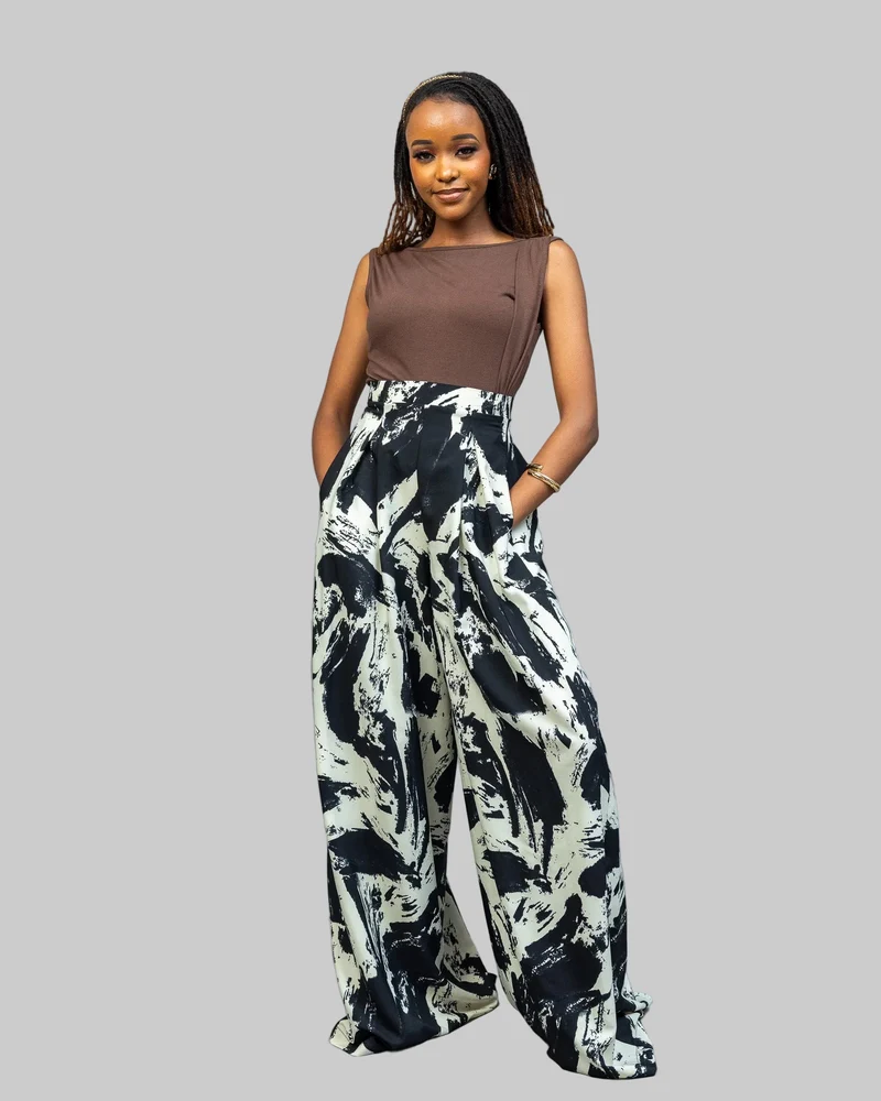Afriwia Eshe Palazzo Pants - Black Print