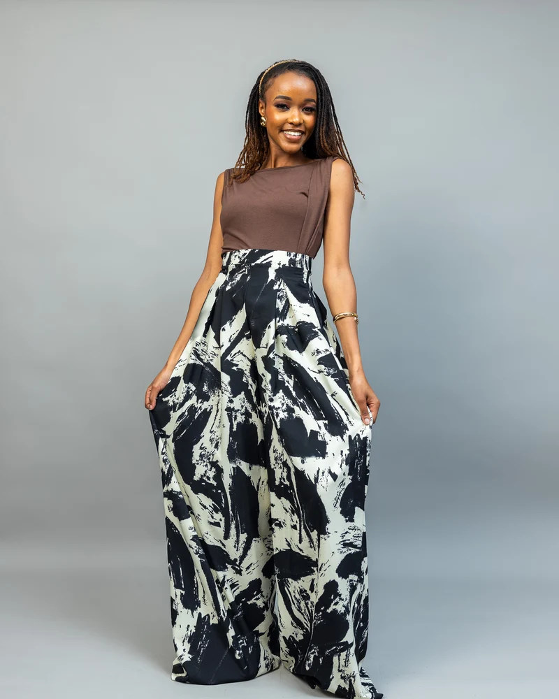 Afriwia Eshe Palazzo Pants - Black Print