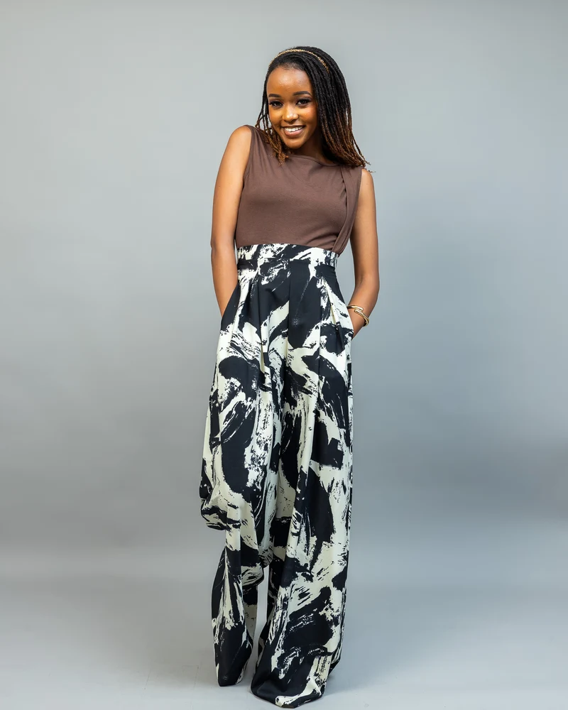 Afriwia Eshe Palazzo Pants - Black Print