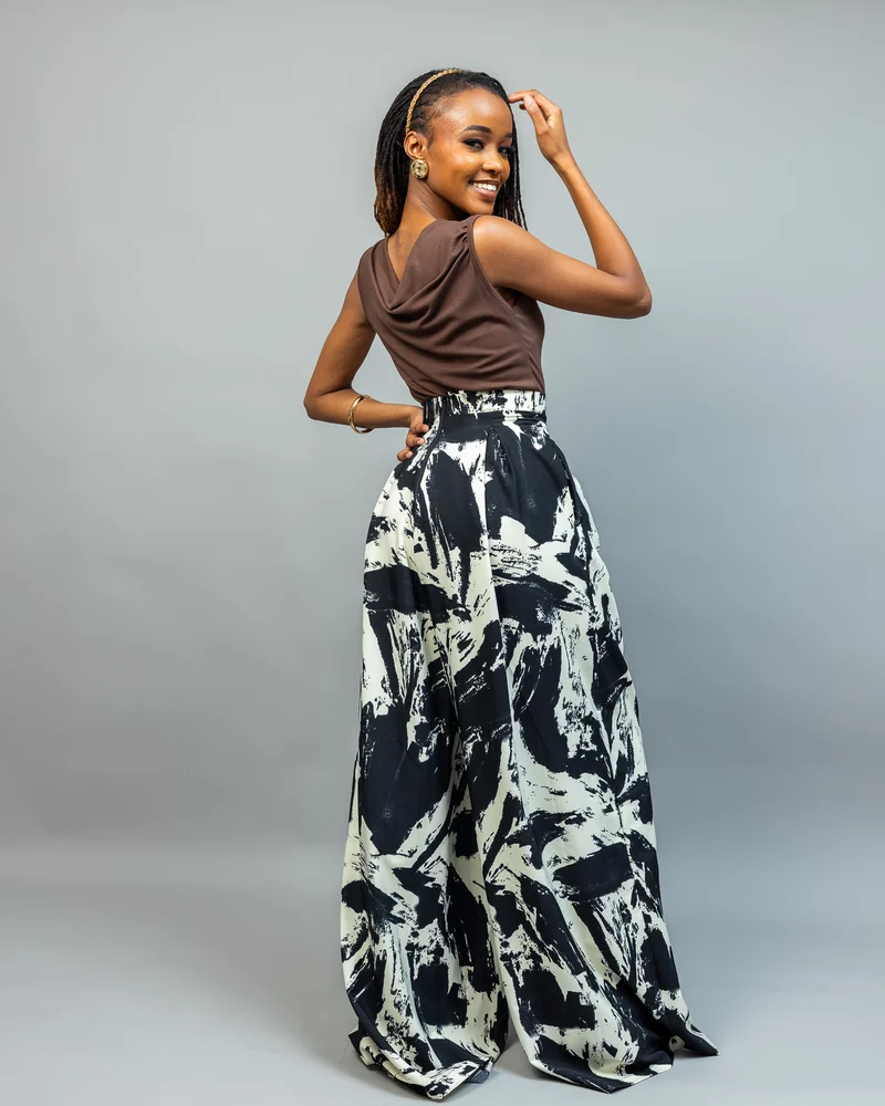Afriwia Eshe Palazzo Pants - Black Print