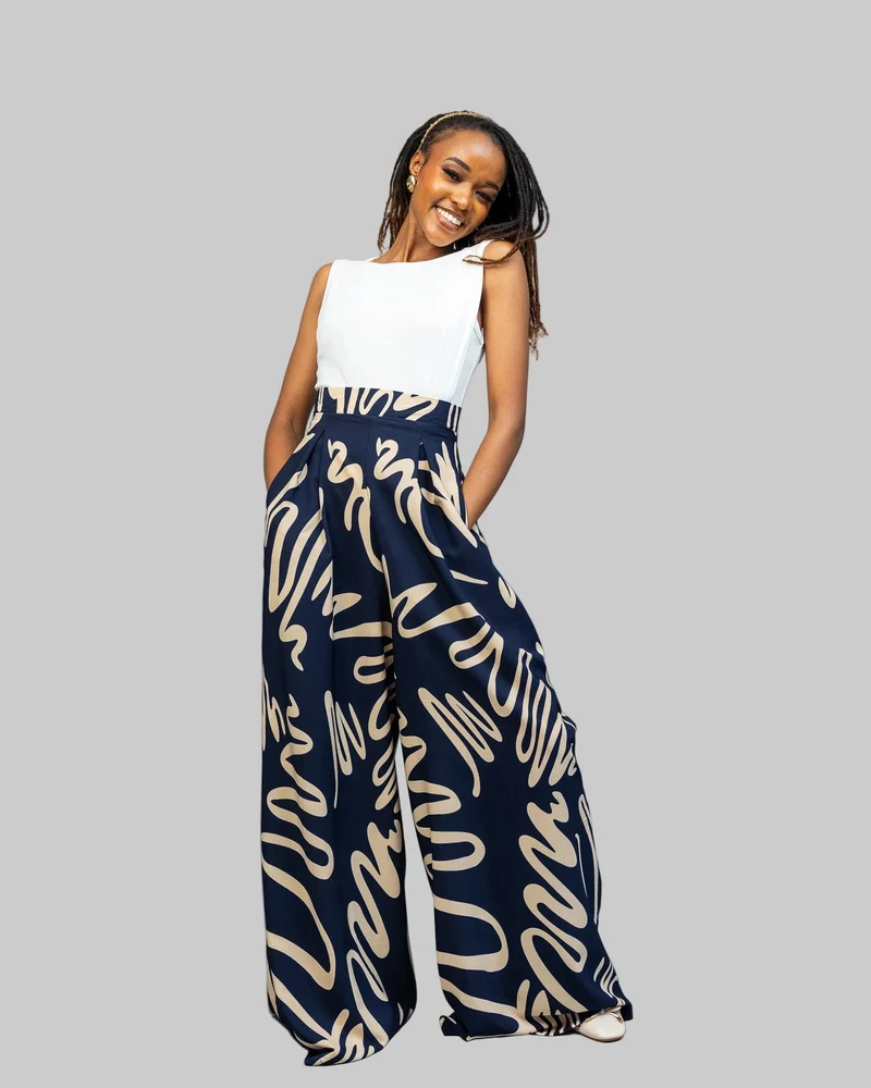 Afriwia Imani Palazzo Pants - Navy Blue