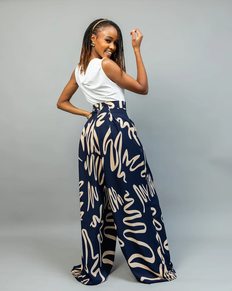 Afriwia Imani Palazzo Pants - Navy Blue