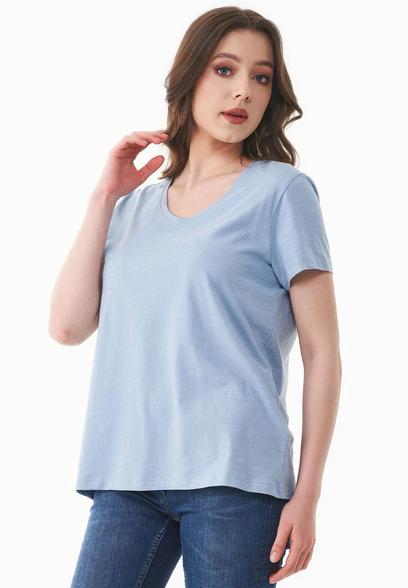 Basic T-Shirt aus Bio-Baumwolle mit V-Ausschnitt