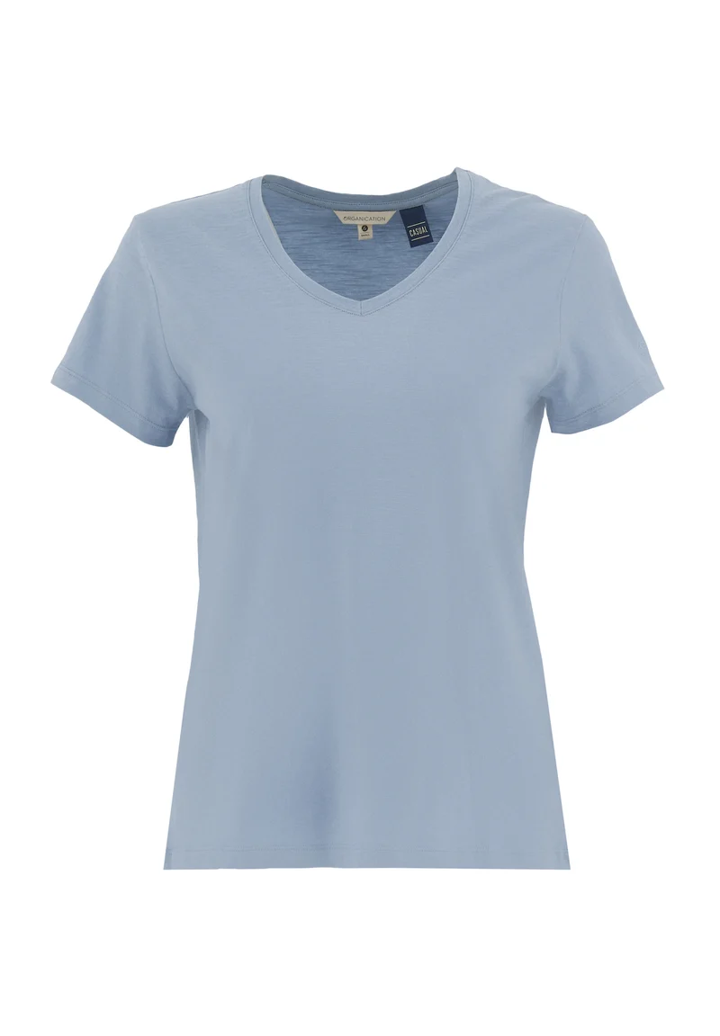 Basic T-Shirt aus Bio-Baumwolle mit V-Ausschnitt
