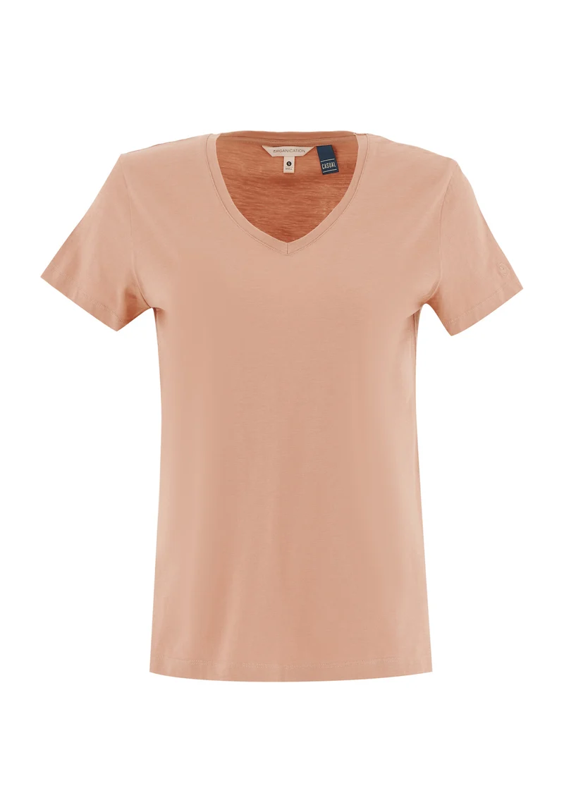 Basic T-Shirt aus Bio-Baumwolle mit V-Ausschnitt