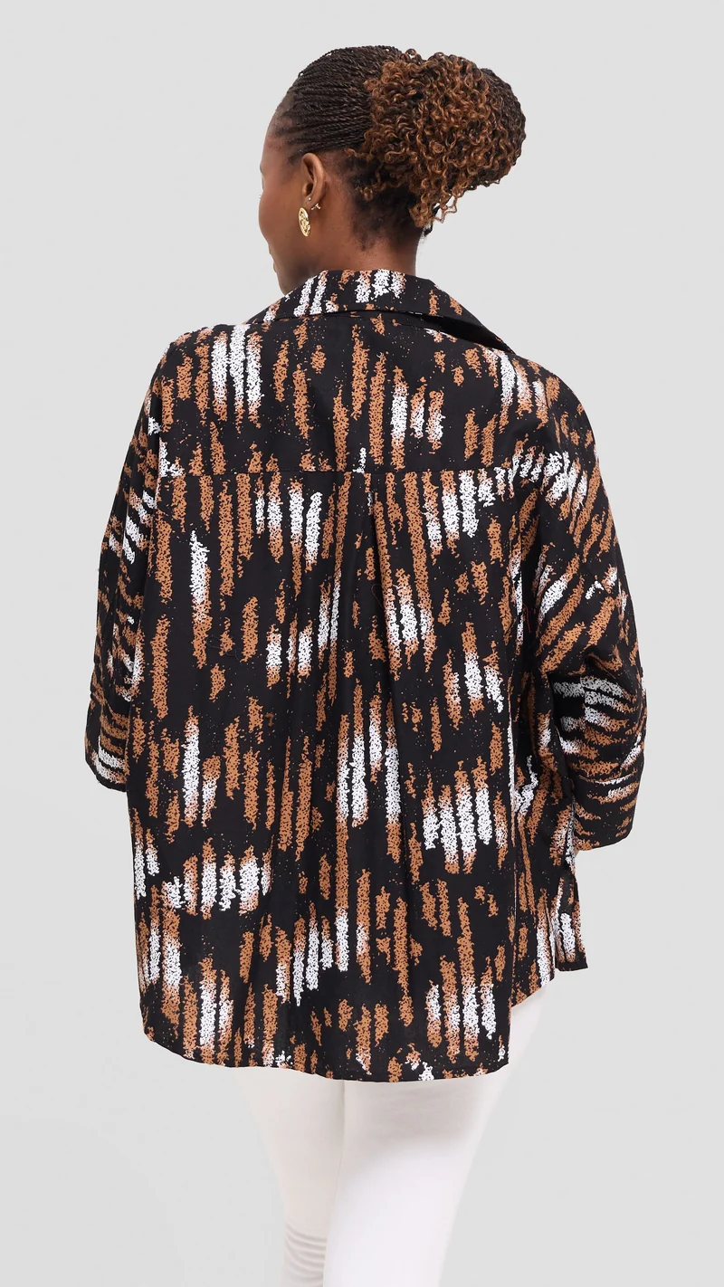 Vivo Back Pleat Loose Top in Kitenge - Nyati Print