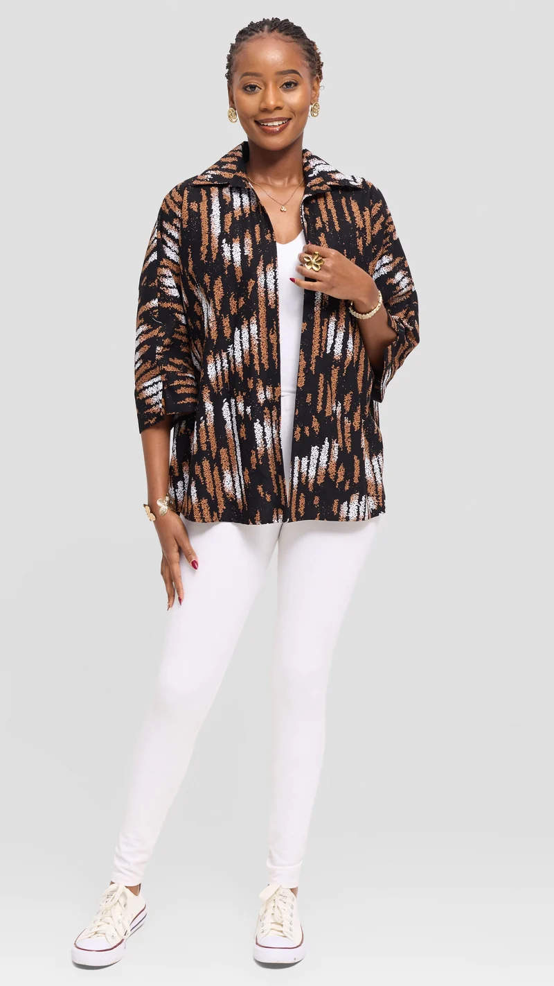 Vivo Back Pleat Loose Top in Kitenge - Nyati Print