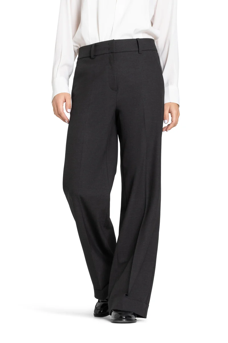 Pantalon droit plissé à revers Grace