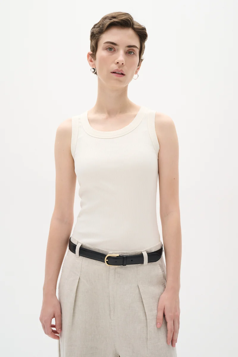 Camisole côtelée avec col rond Dagna