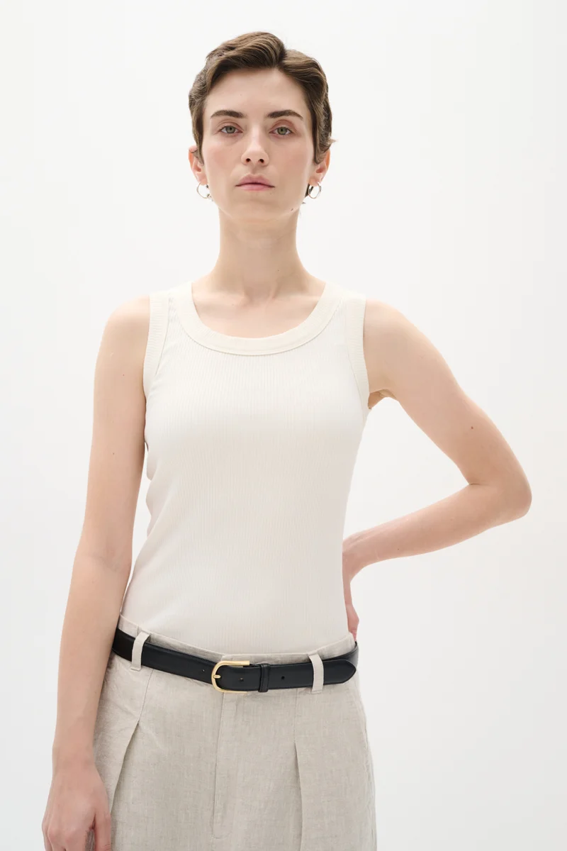 Camisole côtelée avec col rond Dagna