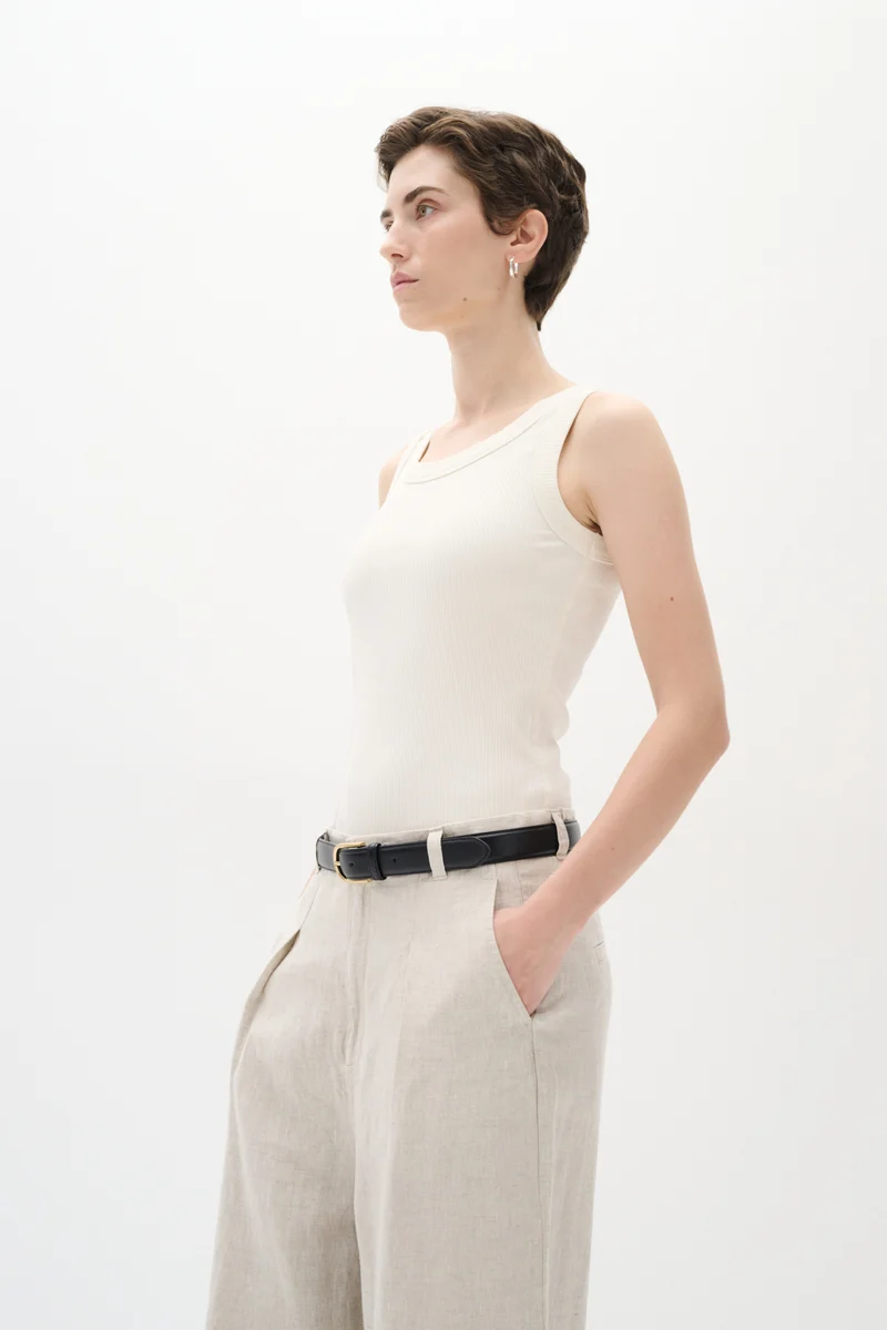 Camisole côtelée avec col rond Dagna