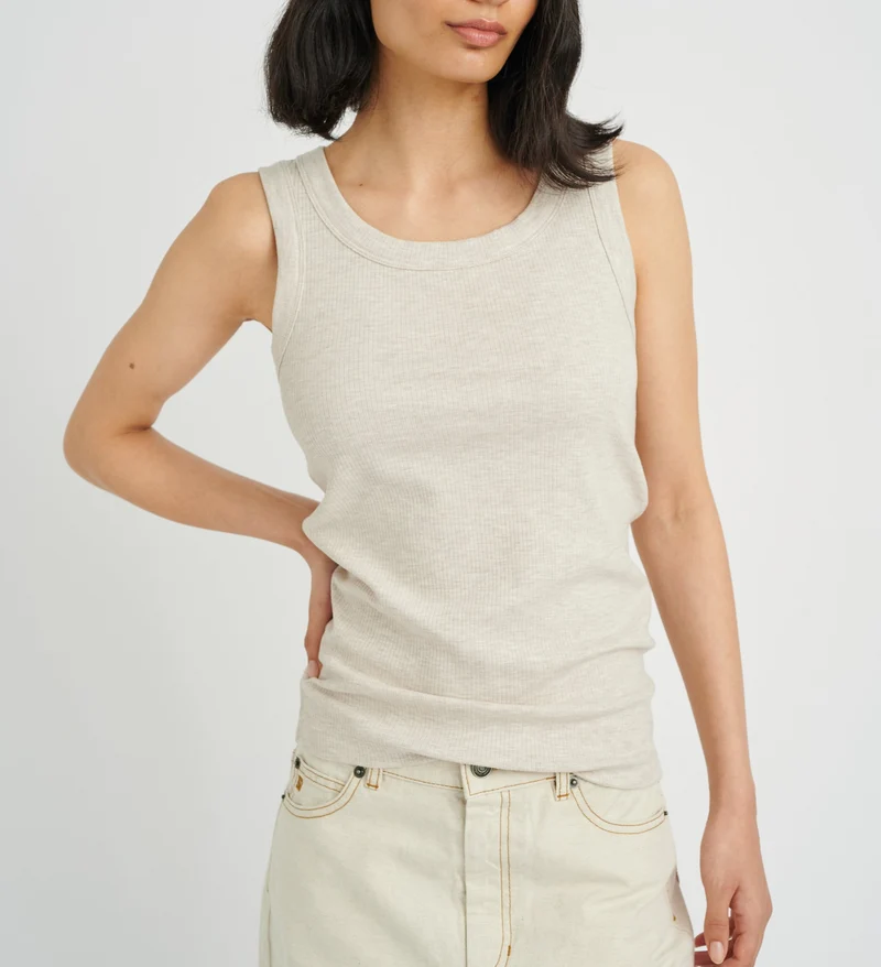 Camisole côtelée avec col rond Dagna
