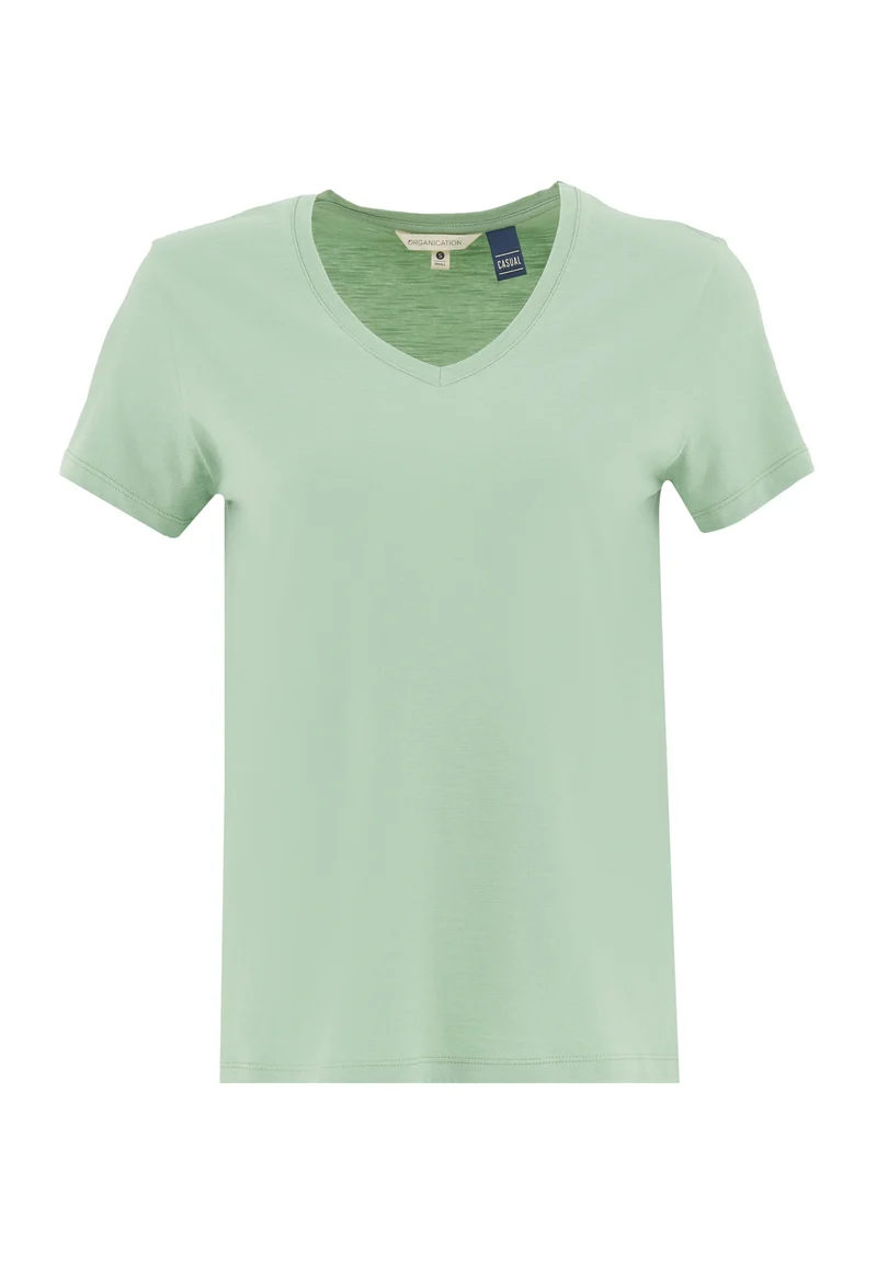 Basic T-Shirt aus Bio-Baumwolle mit V-Ausschnitt