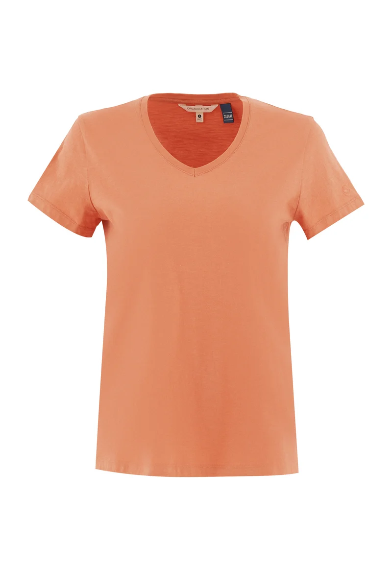 Basic T-Shirt aus Bio-Baumwolle mit V-Ausschnitt