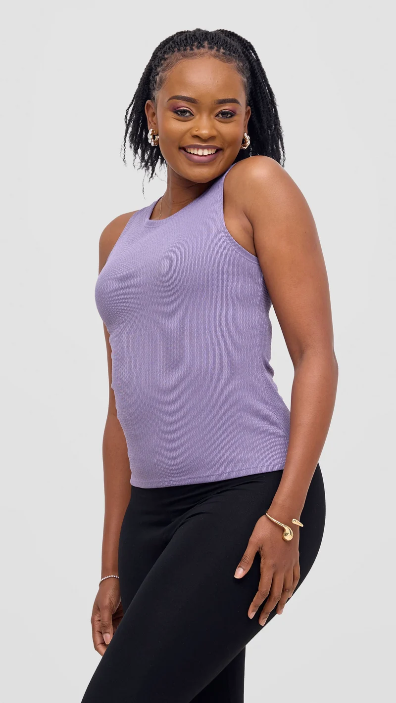 Vivo Chela Tank Top in Stretch Rib - Lilac