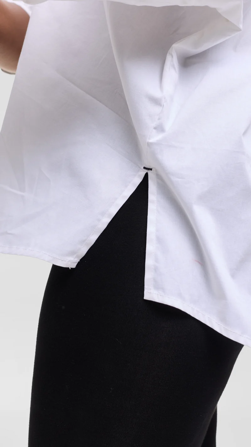 Vivo Back Pleat Loose Top in Cotton - White