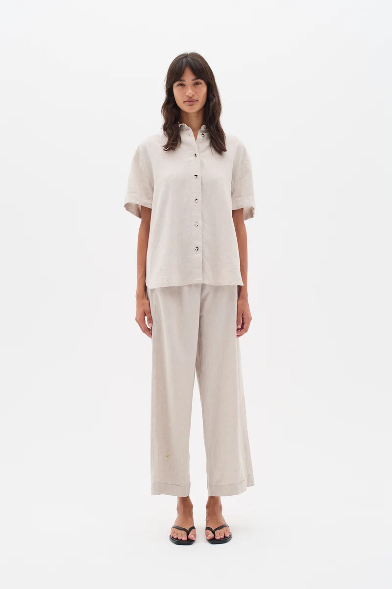 Pantalon en lin avec taille élastique Rimone
