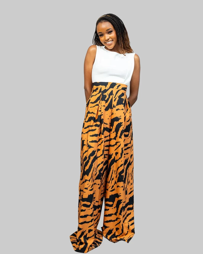 Afriwia Tari Wideleg Pants - Yellow Print