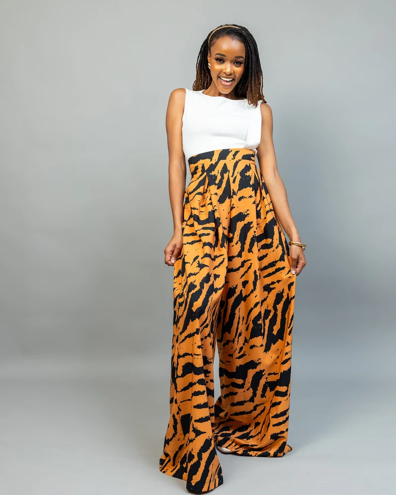 Afriwia Tari Wideleg Pants - Yellow Print