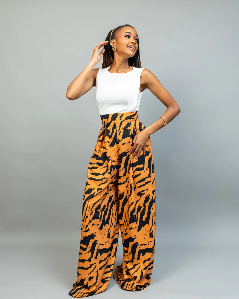 Afriwia Tari Wideleg Pants - Yellow Print