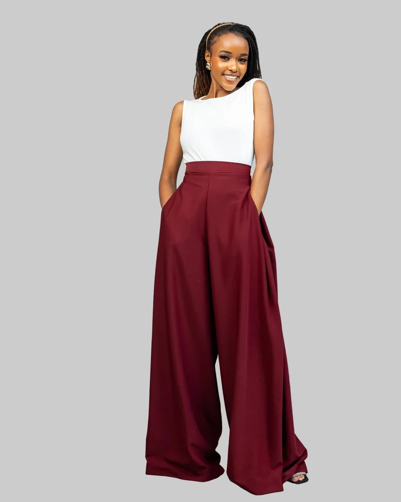 Afriwia Copper Palazzo Pants - Maroon