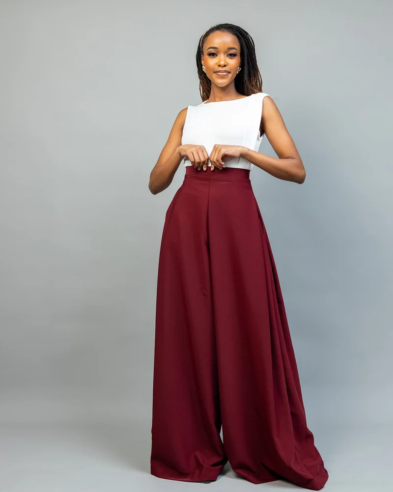 Afriwia Copper Palazzo Pants - Maroon