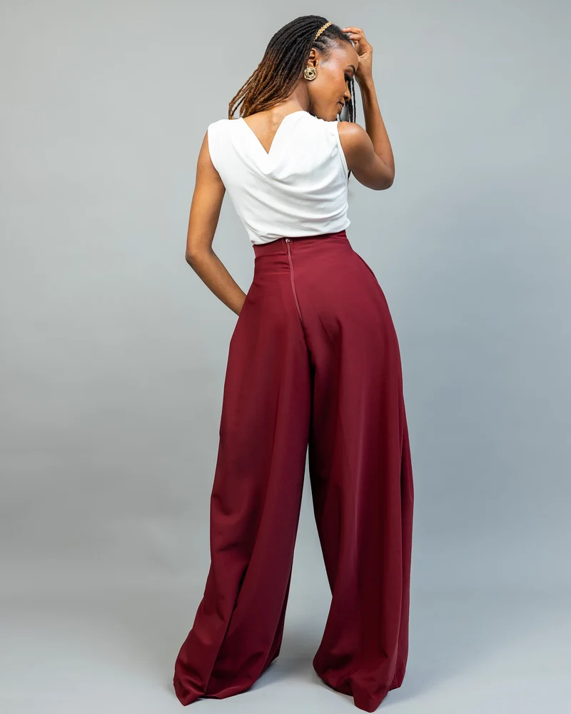 Afriwia Copper Palazzo Pants - Maroon