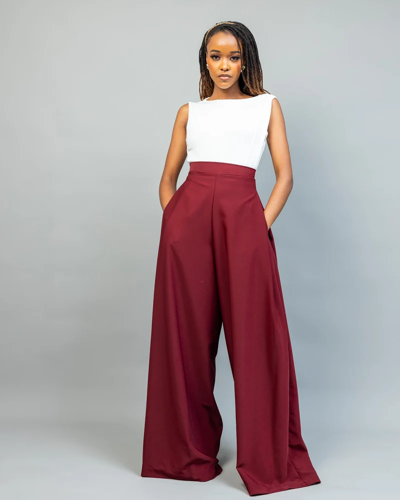 Afriwia Copper Palazzo Pants - Maroon