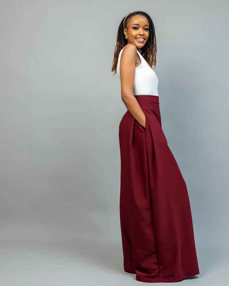 Afriwia Copper Palazzo Pants - Maroon