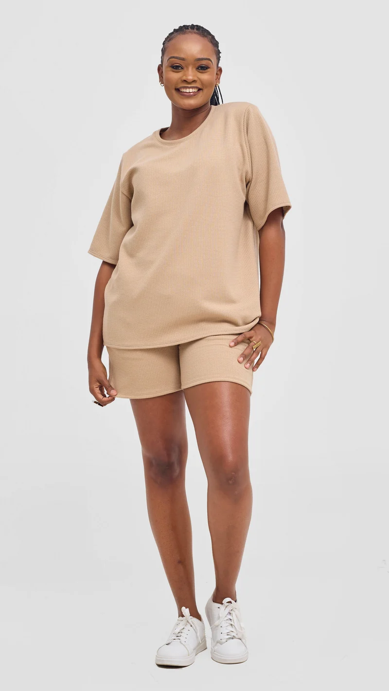 Shiv & Shikie X Safari Boxy T Shirt - Light Taupe