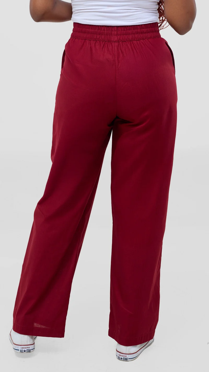 Safari by Vivo Zehra Drawstring Pants in Linen Blend - Maroon