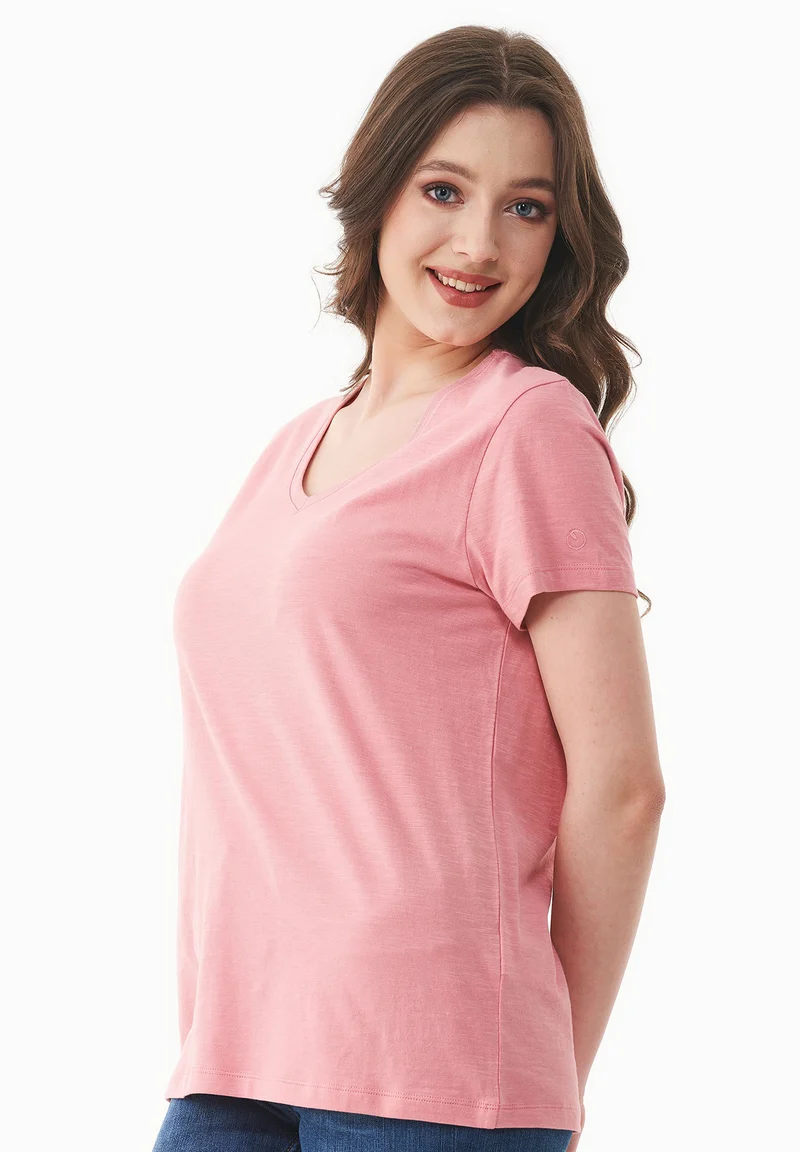 Basic T-Shirt aus Bio-Baumwolle mit V-Ausschnitt
