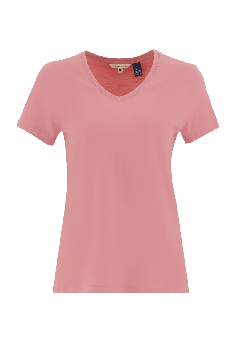 Basic T-Shirt aus Bio-Baumwolle mit V-Ausschnitt