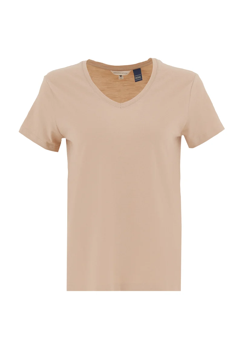 Basic T-Shirt aus Bio-Baumwolle mit V-Ausschnitt