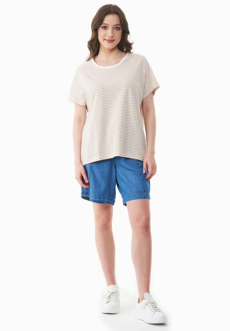 Gestreiftes T-Shirt aus Bio-Baumwolle und Leinen