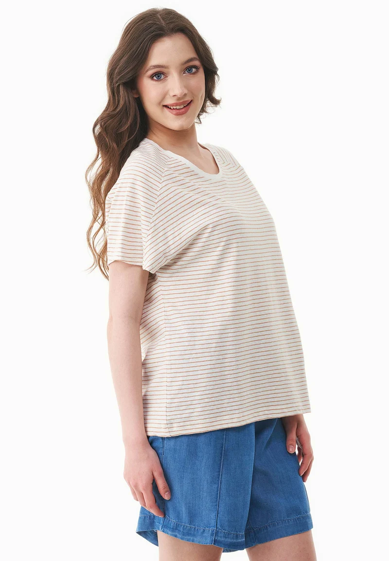 Gestreiftes T-Shirt aus Bio-Baumwolle und Leinen