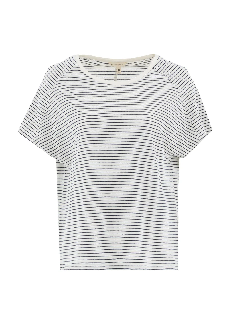 Gestreiftes T-Shirt aus Bio-Baumwolle und Leinen