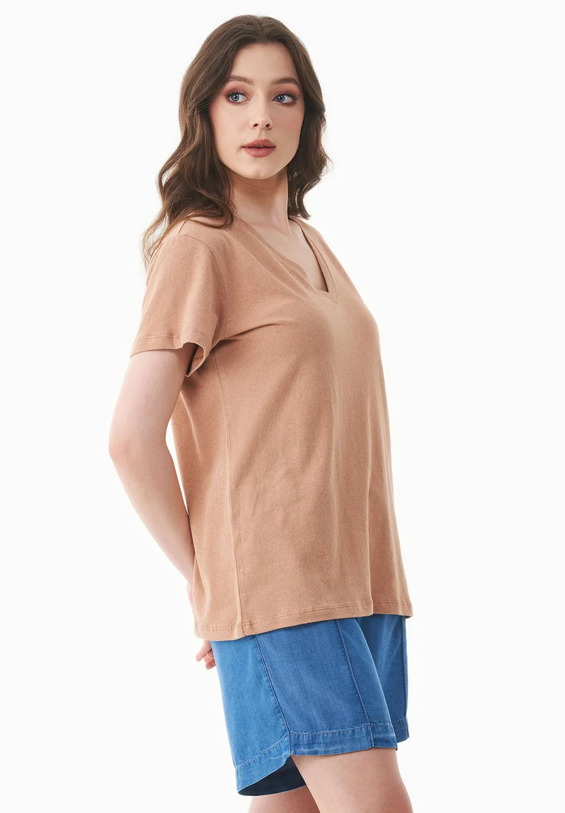 T-Shirt aus Bio-Baumwolle und Leinen