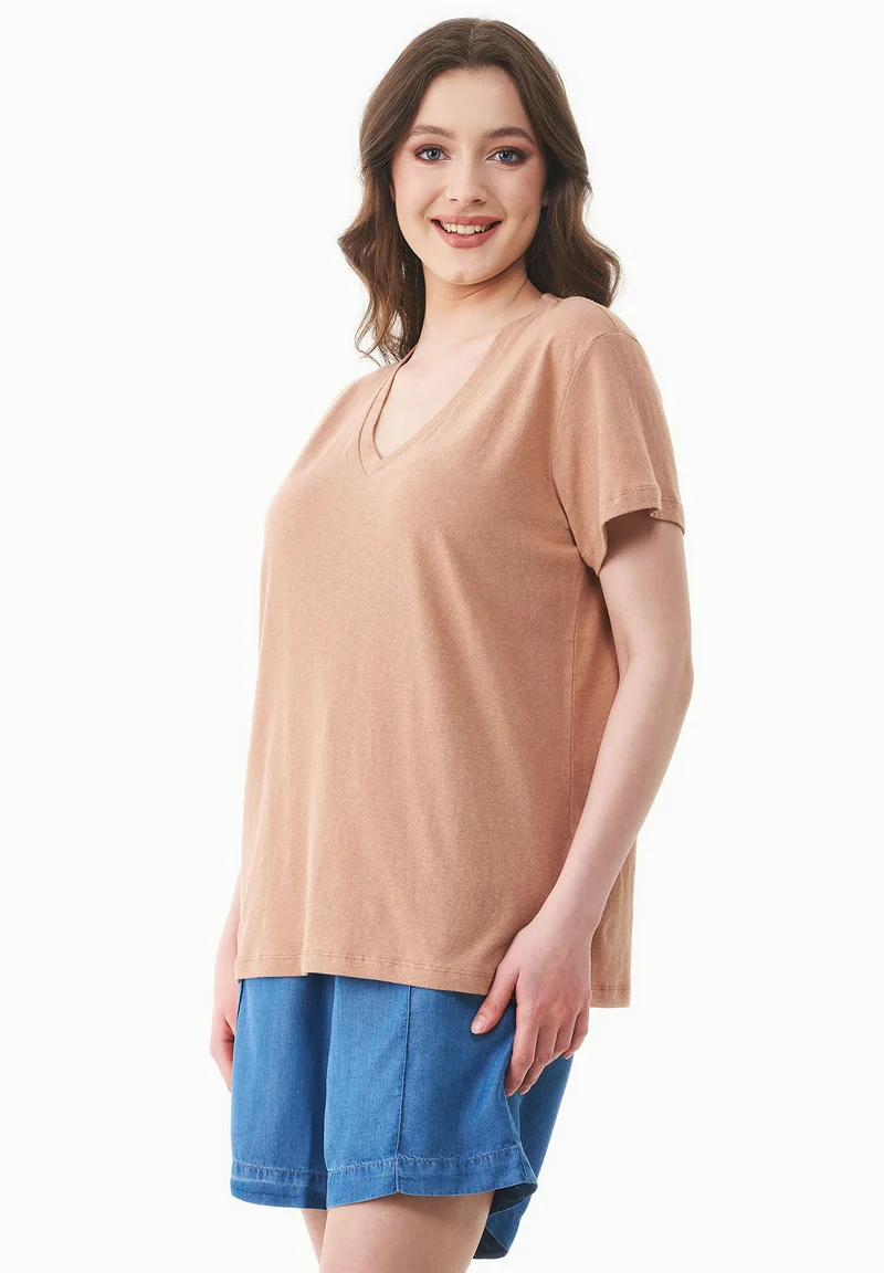 T-Shirt aus Bio-Baumwolle und Leinen