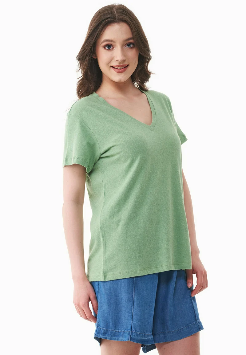 T-Shirt aus Bio-Baumwolle und Leinen