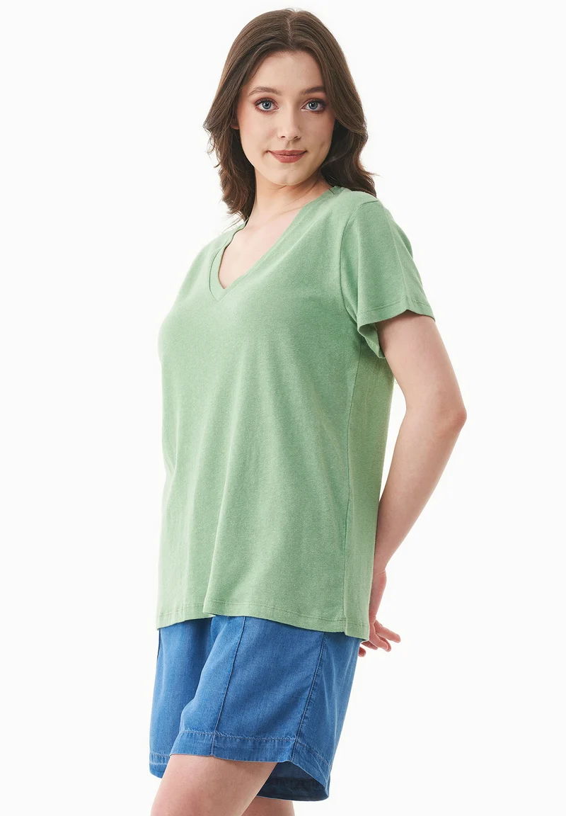T-Shirt aus Bio-Baumwolle und Leinen