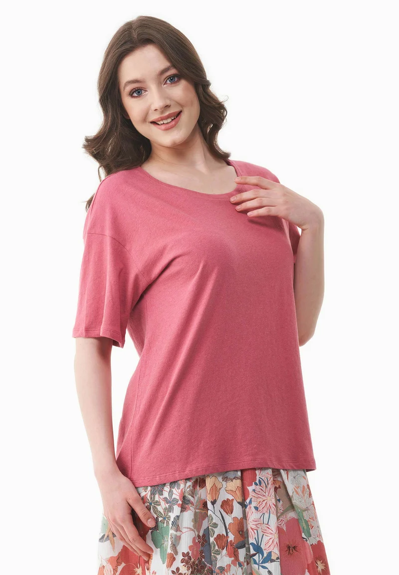 T-Shirt aus Bio-Baumwolle und Leinen