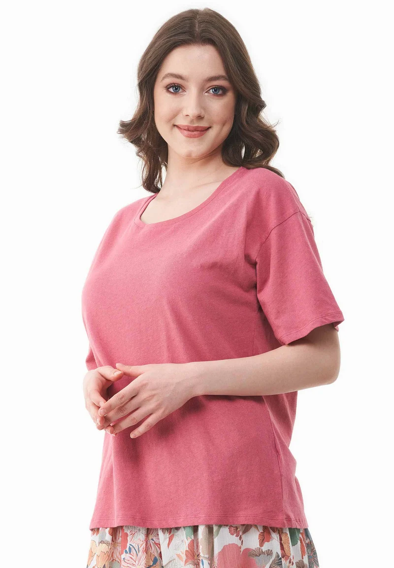 T-Shirt aus Bio-Baumwolle und Leinen