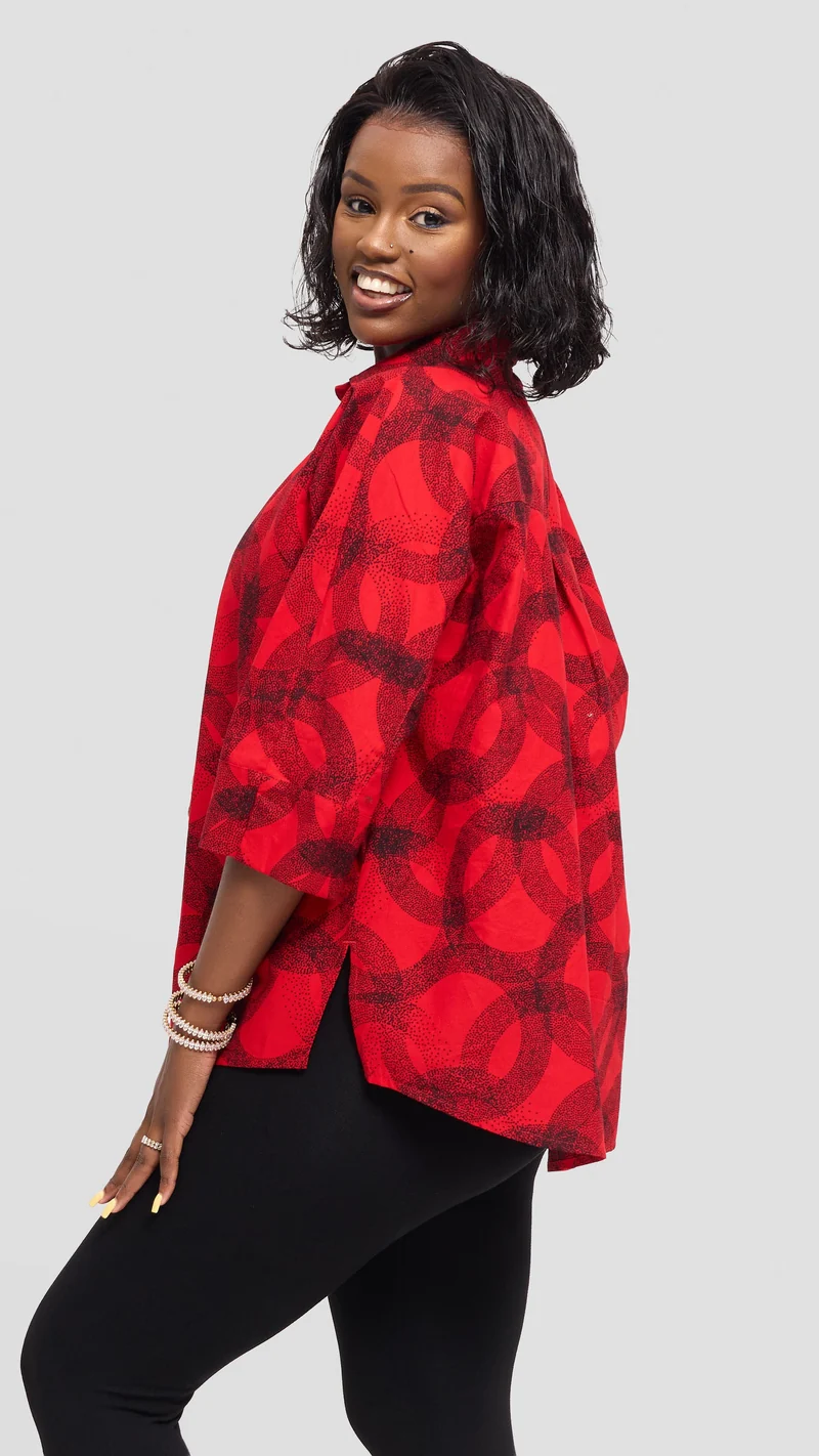 Vivo Back Pleat Loose Top in Kitenge - Raza Print