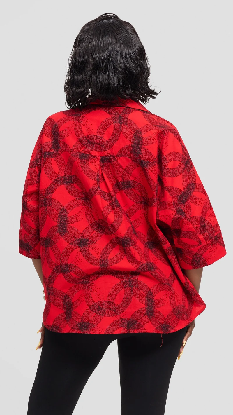 Vivo Back Pleat Loose Top in Kitenge - Raza Print