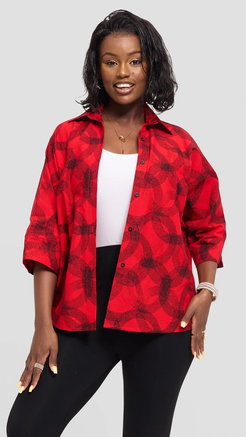 Vivo Back Pleat Loose Top in Kitenge - Raza Print