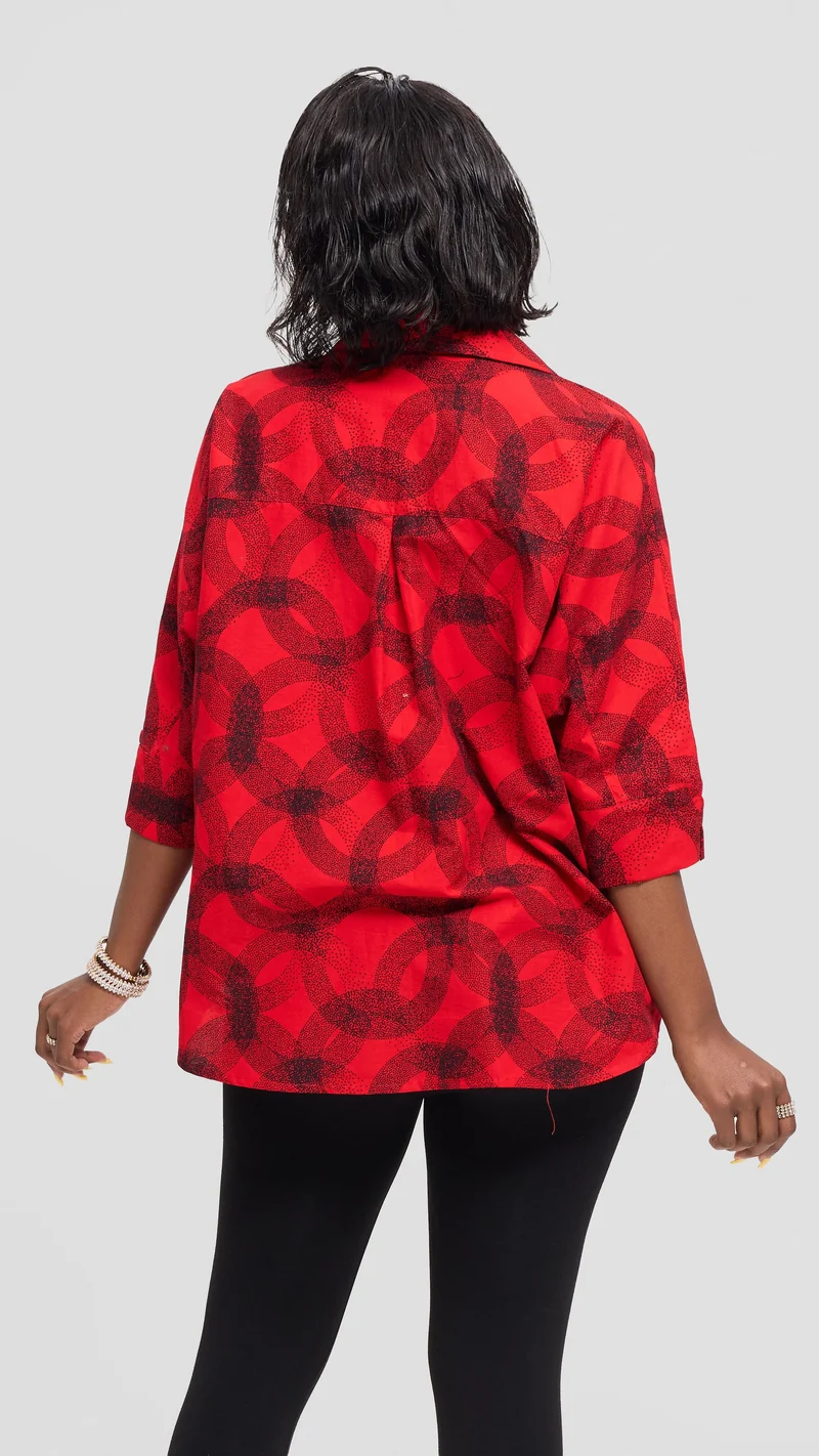 Vivo Back Pleat Loose Top in Kitenge - Raza Print